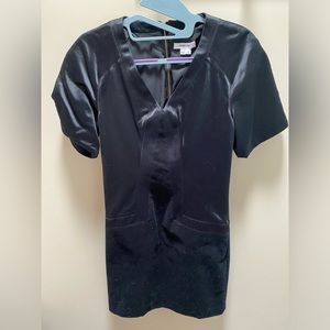 NWT Helmut Lang black satin+velvet dress - size 0